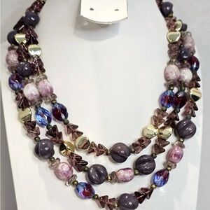 Schiaperelli Signed Vintage multi strand Bead Statement Necklace